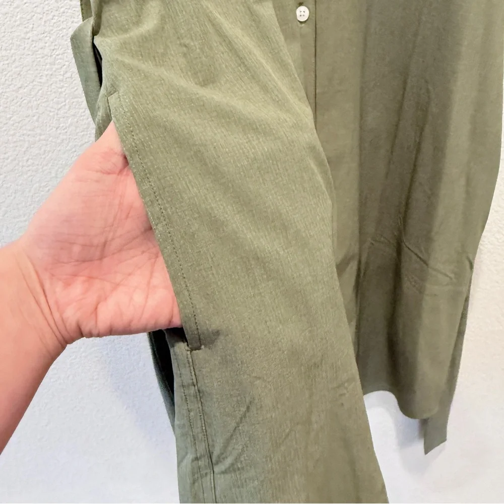 Tommy Bahama IslandZone Shirt Dress Olive Green Belted Resort Coastal Travel L - Picture 4 of 12